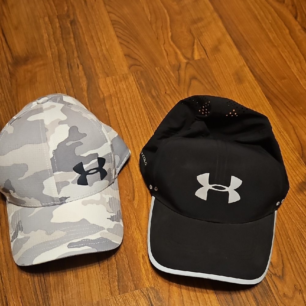 Under Armour Camo and Black Caps
